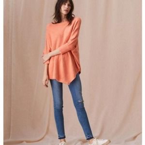 Lou & Grey Fuzz Boulce Orange Poncho Sweater